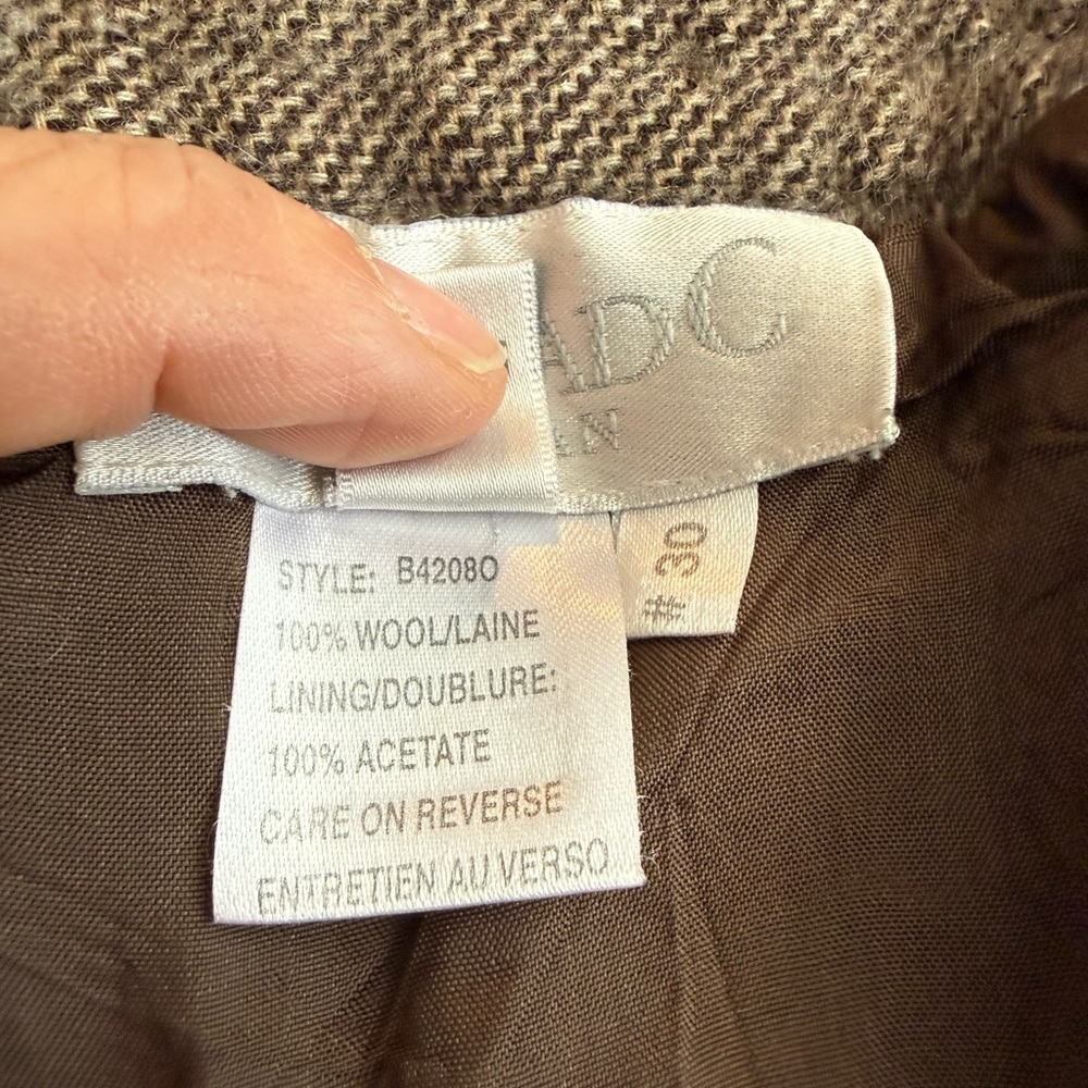 Conrad C Brown Wool Tweed A-Line Skirt w Lace Hem | Size 14 - Picture 4 of 7